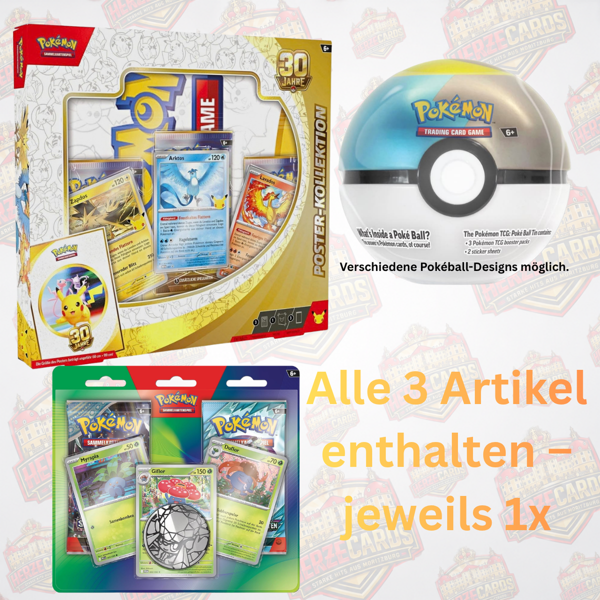Pokémon Bundle – 30 Jahre Poster-Kollektion, 2er-Blister & Pokéball  Deutsch